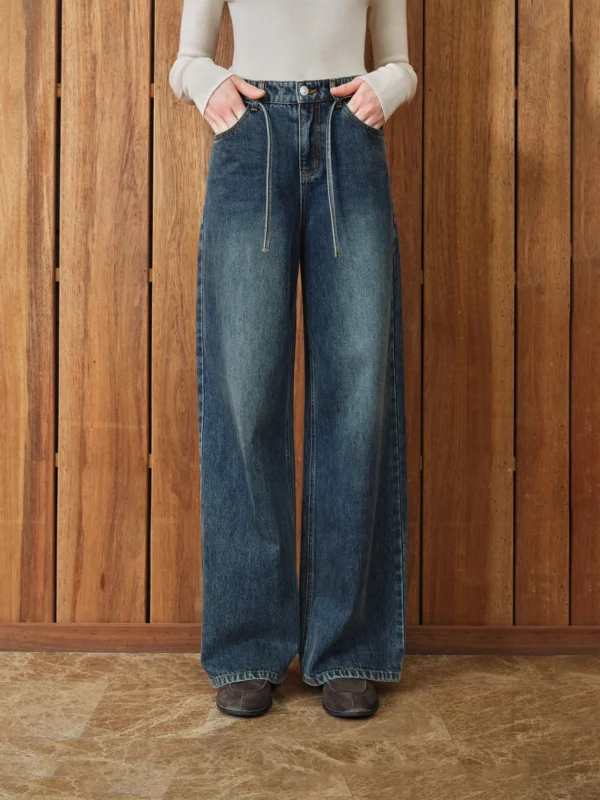 High Waisted Straight Leg Wide Jeans - Casual Comfort