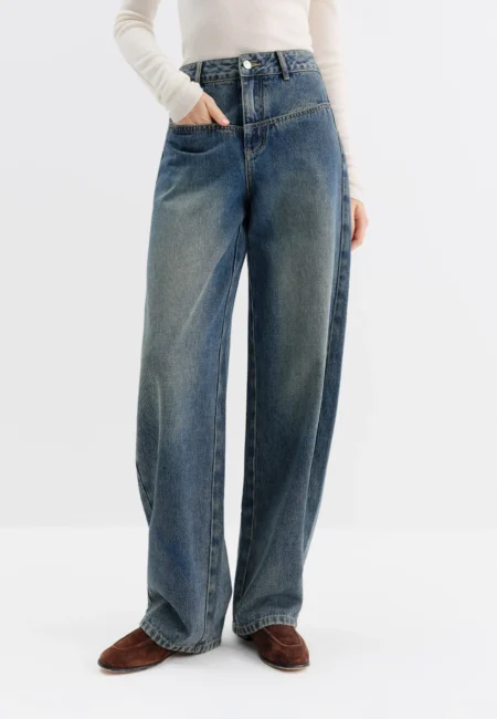 Vintage Wash Straight Leg Jeans for Women Oversized High Rise Wide Leg Pants Autumn/Winter New Arrival Collection