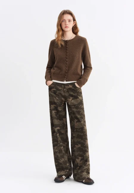 Women's New Flared Jeans Retro Leopard & Camo Print Bootcut Pants for Pear Shape Figure Y2K Vintage Wide Leg Trousers