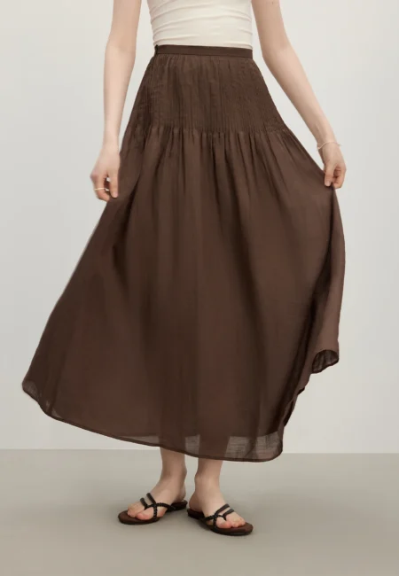 FSLE Summer Women's Structured Tuck High Waist A Line Skirt Flared Hem & Lightweight Fabric for ming Elegance