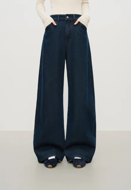 Casual Commuting Versatile Loose Fit Scimitar Jeans Women Cotton Winter New Straight All match Denim Blue