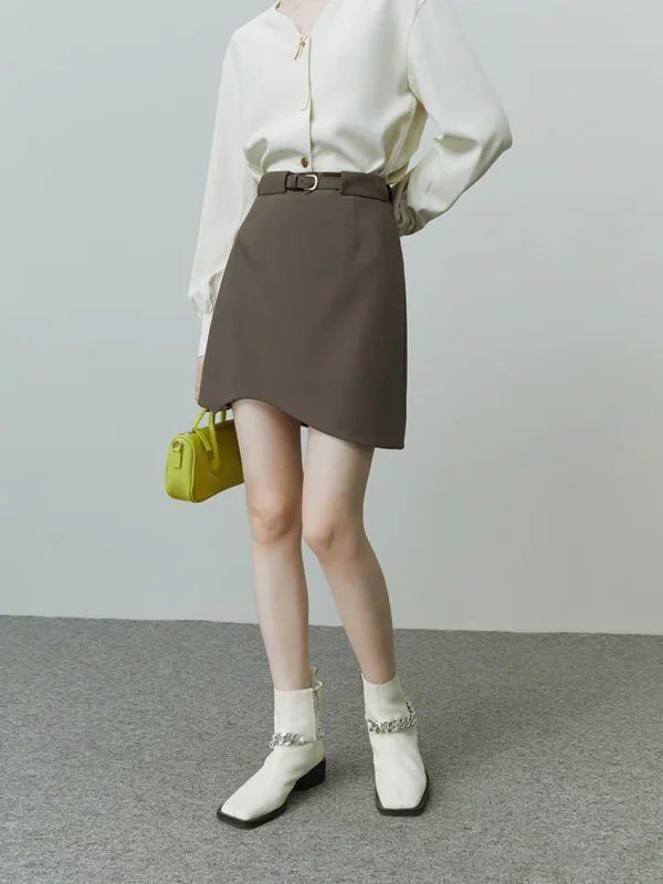FSLE Commuter Style High Waist Women A line Skirt Early Autumn All match Elegant Temperament Female Mini Package Hip Skirts