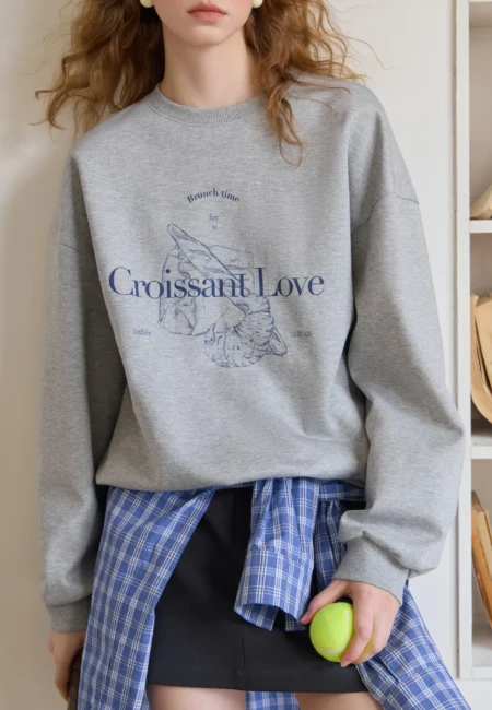 Jenny Grey Hoodless Round Neck Sweatshirt