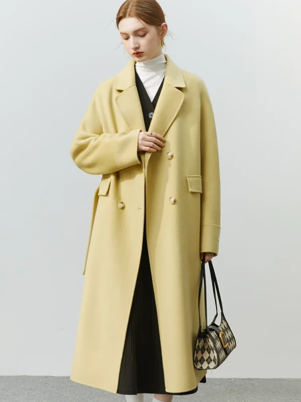 Gina 100% Woolen Coat Women Autumn Winter New Solid Office Lady Elegant Double sided Mid length Coat Female