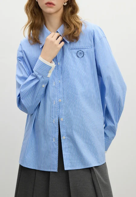 Anna College Style Striped Long Sleeve Shirt