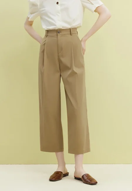 Casual Commuter Style Elastic High Waist Wide Leg Pants for Women Summer Newly Thin Section Loose Eighth points Pant Female