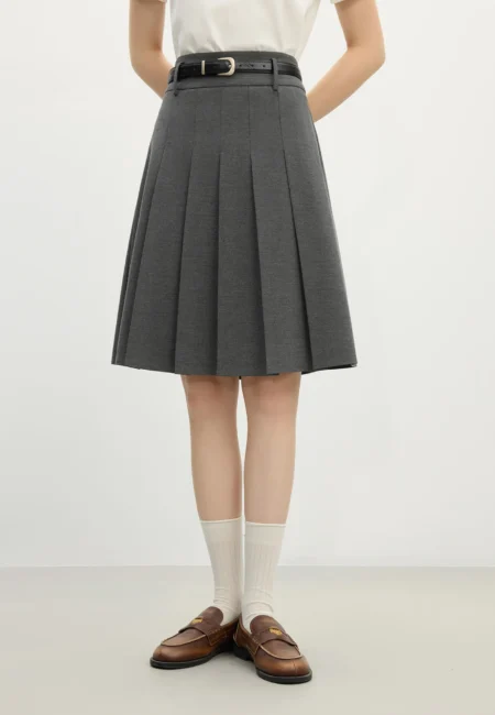 FSLE College Style Pleated Skirt for Women in Spring High Waisted A line Casual Loose Women Skirt 25FS11057+25FS11364