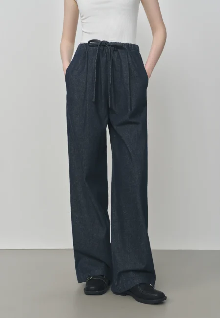 Elastic Waist Straight Fit Wide Leg Women's Jeans New Autumn Versatile ming Casual Pants 25FS13138