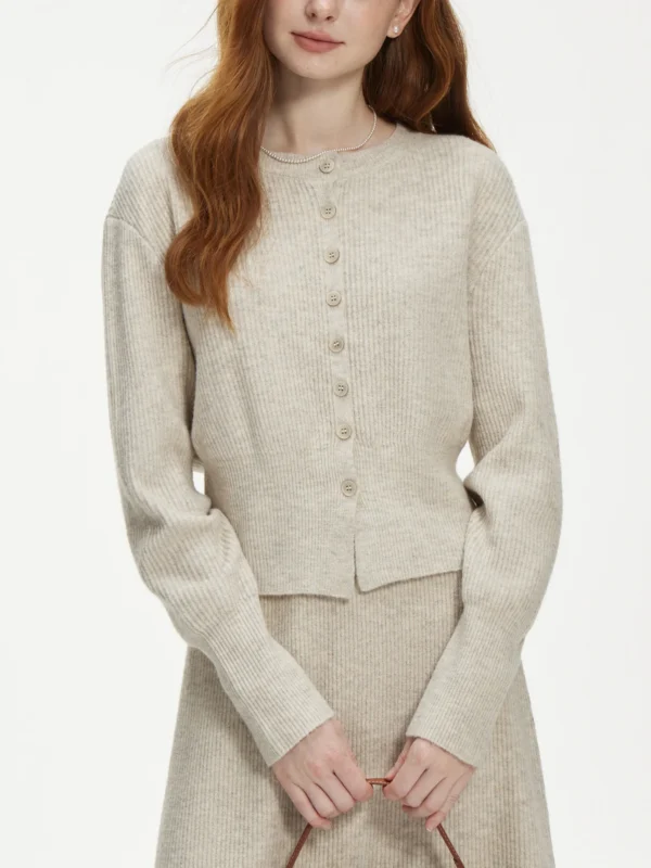 Nicole 5 5% Wool Knit Cardigan Long Skirt Two Pieces Set