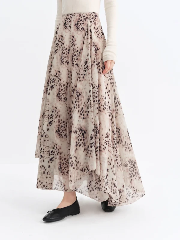 Vintage Leopard Print Asymmetrical Hem Skirt
