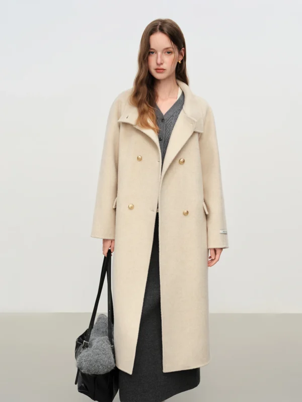 Women's Double-Sided Wool Blend Overcoat - Long Length