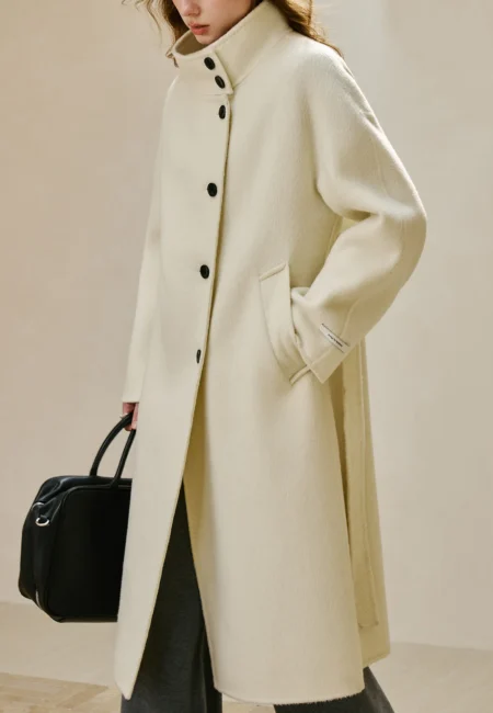 Marissa Office Lady Style Stand Up Collar Double sided Woolen Coat for Women's Lazy Style Casaul Woolen Coat 24FS14256