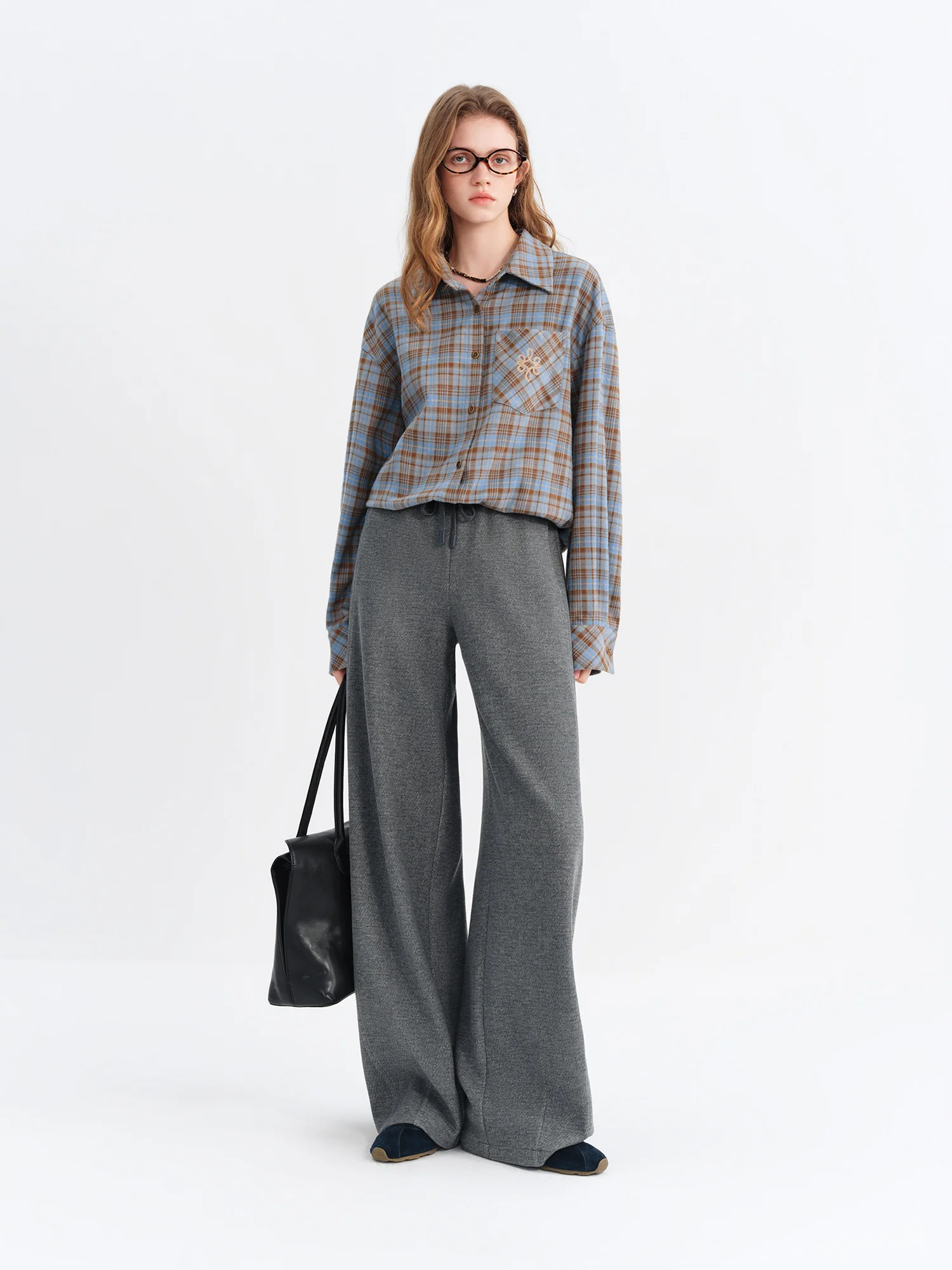 Kf-Sb1B00673B9924C89A11995Ccd82D630Bn Autumn Winter Women Curved Banana Pants High Waist Elastic Waist Wide Leg Trousers Ming Casual Commute Versatile