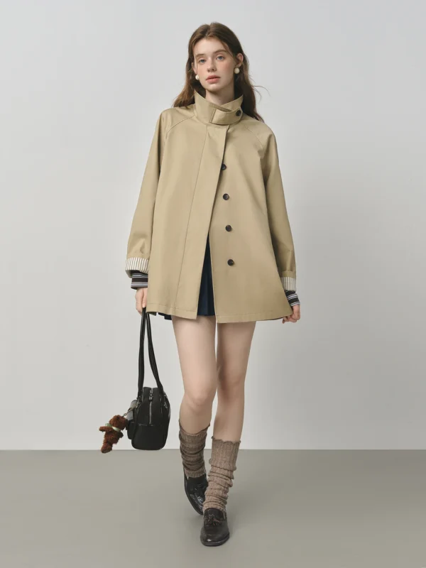 High Collar Windbreaker Trench Coat Jacket