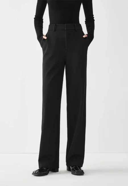 Women Winter Long Trousers Thicken Warm Female Commuter Straight Pants Black Simple High Waist Casual Pant 24FS14651