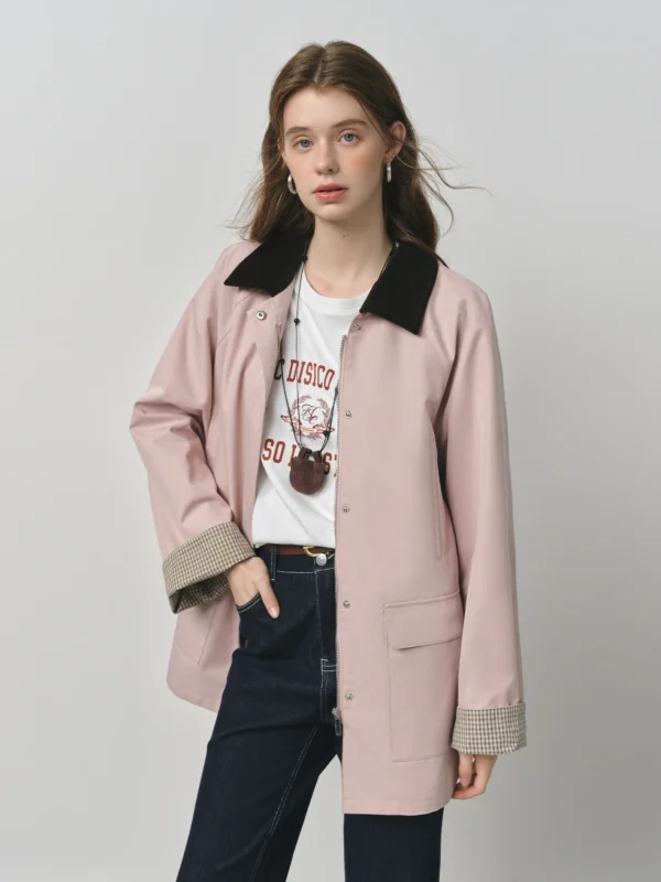 Women's Relaxed Fit Color Block Corduroy Jacket