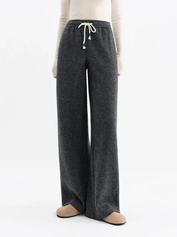Winter Women's Wool Blend Straight Wide Leg Pants