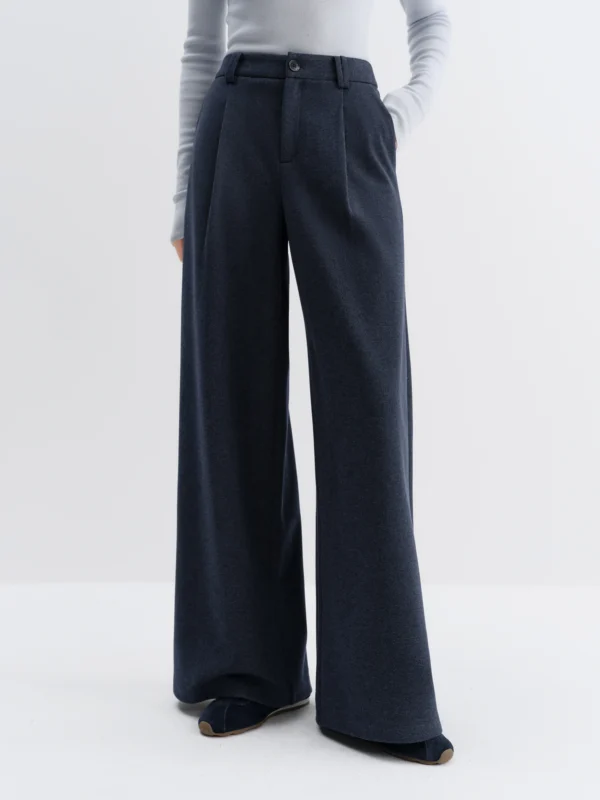 Starry Sky Wool Wide-leg Pants in Blue and Dark Grey