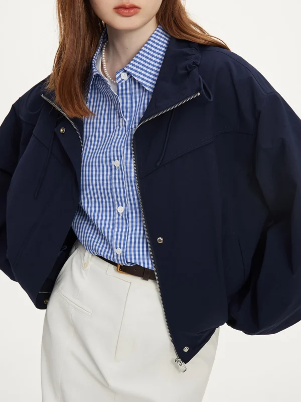 Gabby Navy Blue Bomber Jacket With Relaxed Fit 3 Gabby Royal Blue Bomber Jacket