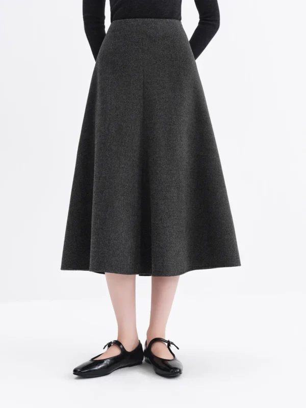 FSLE Autumn Winter Women's High Waist A Line Skirt Large Flared Hem Midi Pleated Retro Elegant Casual Versatile Skirts