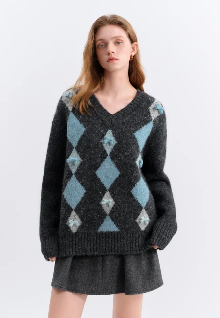Fran Vintage Academic V Neck Sweater