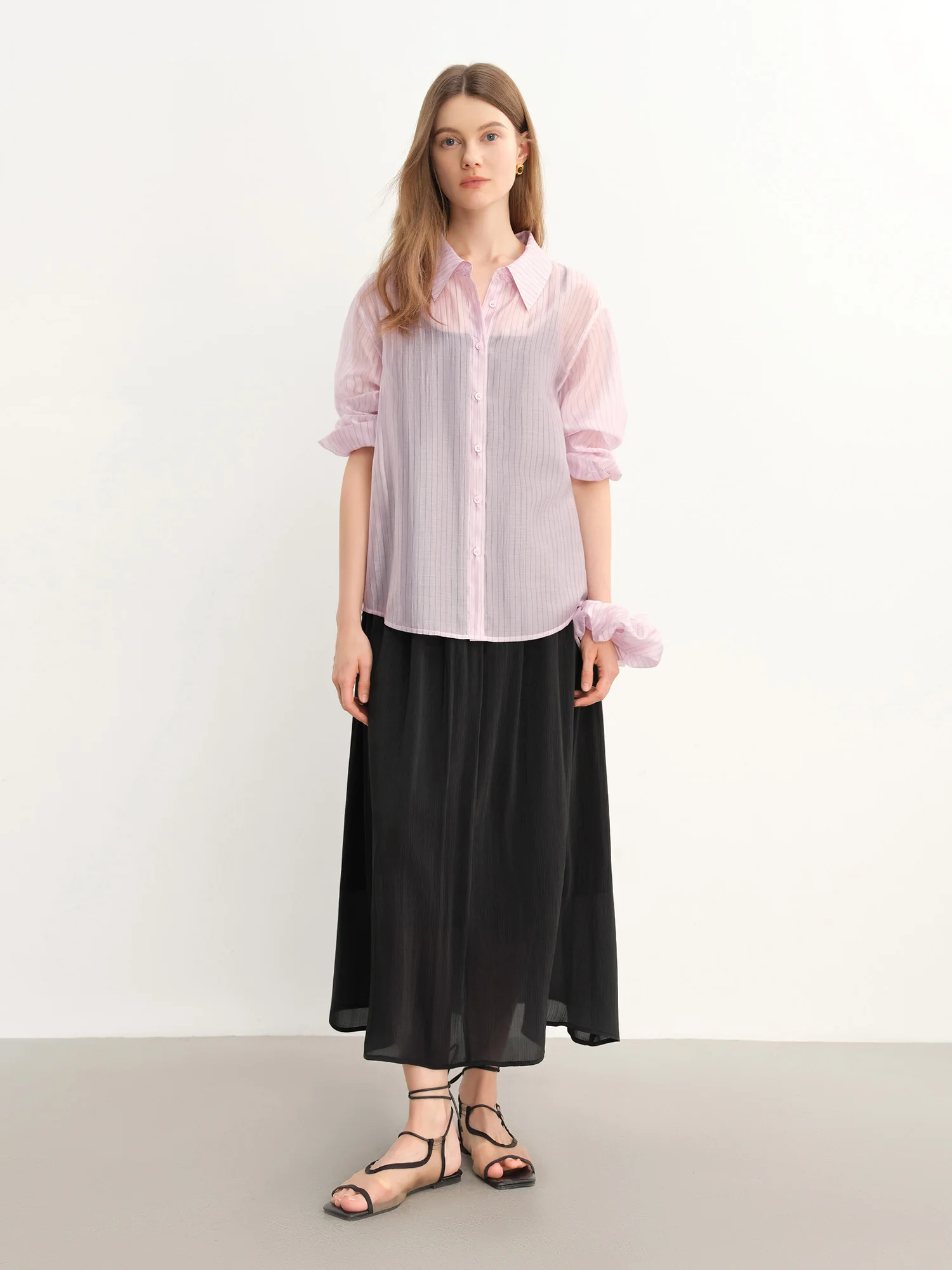 DUSHU Plus Size Women's Lightweight Flowing A Line Skirt Summer New Fashionable Commute Long Dress 25DS82792