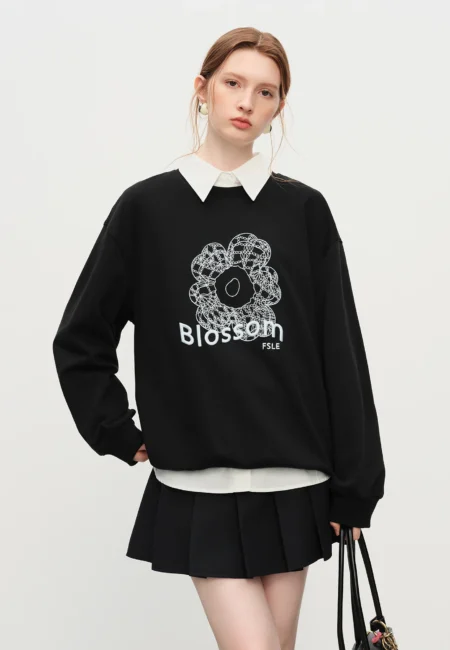 Vanessa Embroidered Drop Shoulder Sweatshirt