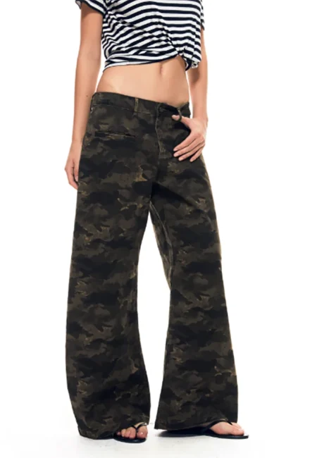 American Vintage Camouflage Jeans for Women Streetwear Y2K Baggy High Waist Wide Leg Denim Pants Female Casual Straight Trousers