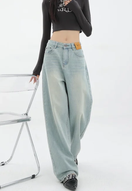 Baggy Straight Denim Pants Women Casual High Waist Vintage Jeans Streetwear Summer New Fashion Wide Leg Pants
