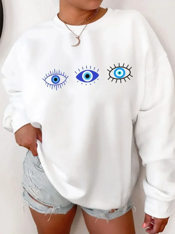 Moopsi 59 Colored Evil Eye Gothic Sweatshirt Funny Women Fashion Grunge Woman Streetwear Aesthetic Casual Outfit Jumper Fit Pullovers Top