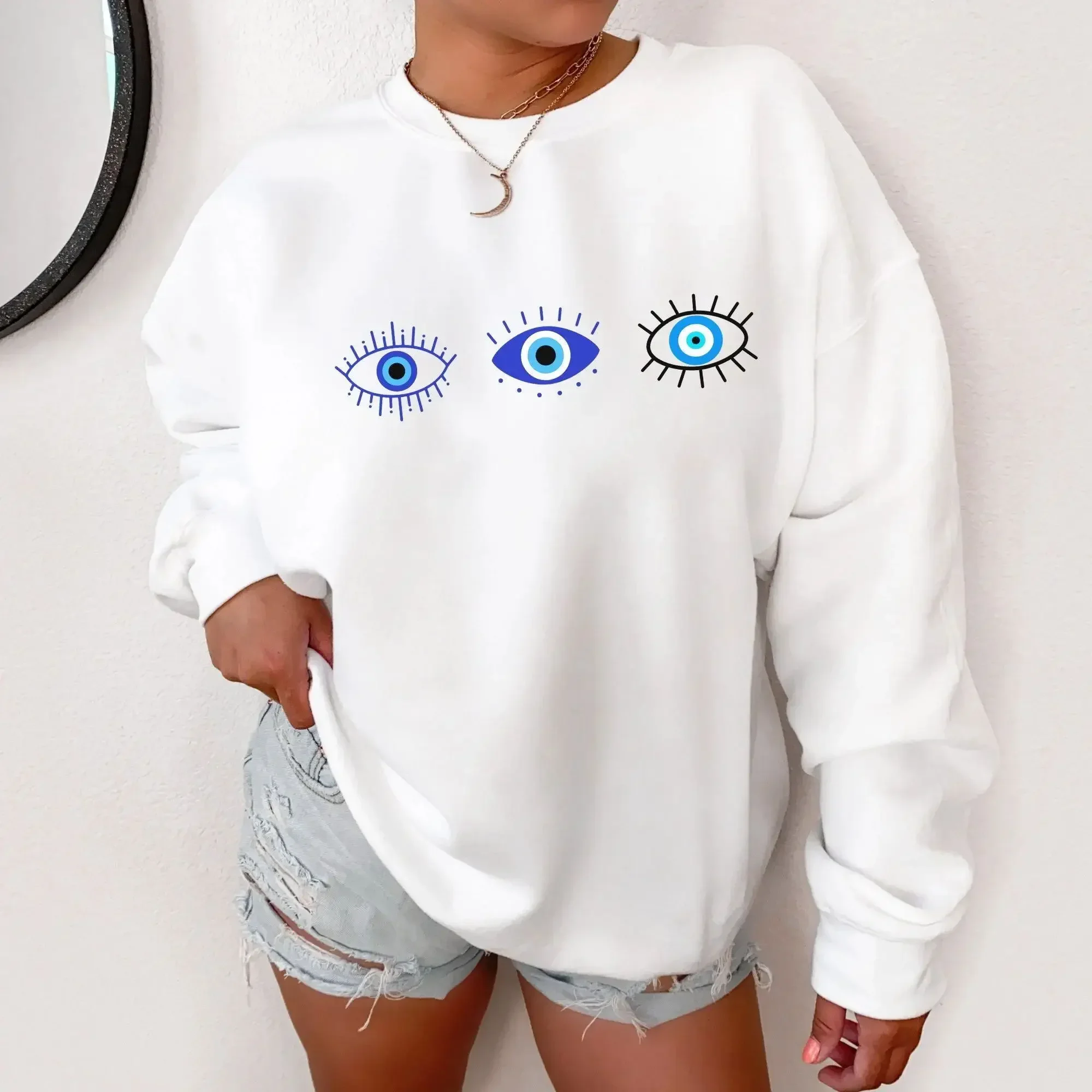 Colored Evil Eye Gothic Sweatshirt Funny Women Fashion Grunge Woman Streetwear Aesthetic Casual Outfit Jumper Fit Pullovers Top Colored Evil Eye Gothic Sweatshirt Funny Women Fashion Grunge Woman Streetwear Aesthetic Casual Outfit Jumper Fit Pullovers Top