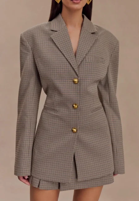 Ele Fit Plaid Texture Suit Jaet for Women Spring New Arrival Z Brand Ladies Premium Quali Outerwear