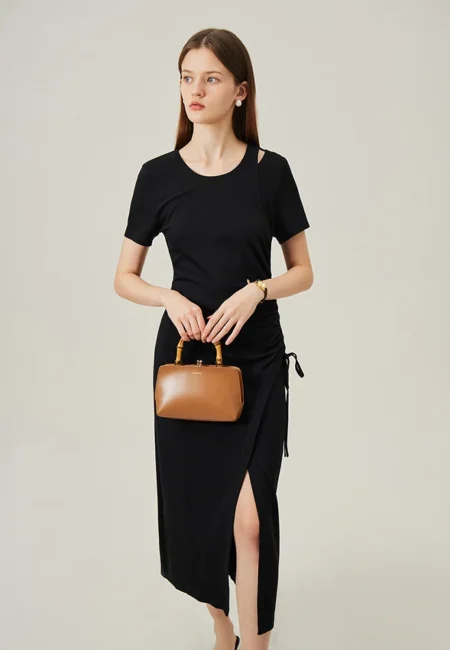 French Style Elegant Long Dress For Female Summer New Versatile Casual Female Dress Black Dress 24FS12423