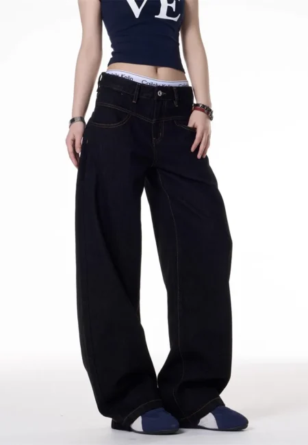 Jeans for Women High Waist Straight Baggy Denim Pants Streetwear Y2K American Style Fashion Wide Leg Denim Trouser