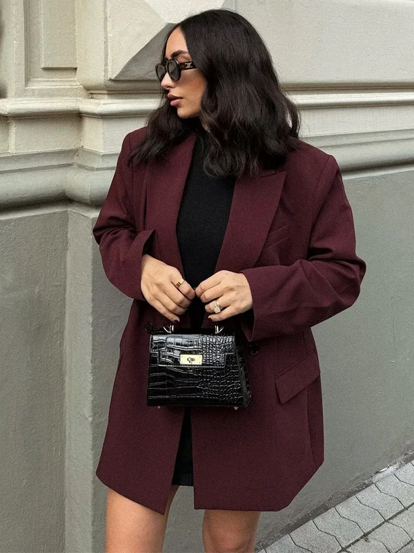 Moopsi 35 Mujer Straight Long Blazers For Women Winter Outerwears Women'S Blazer Jackets Streetwear Coat Long Sleeve Blazer Woman