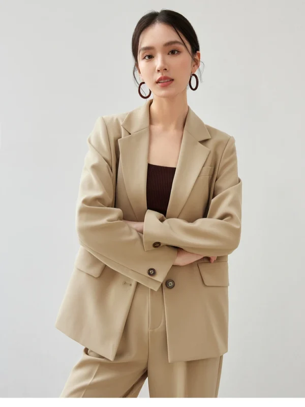 SENTUBILA Texture Loose Tailored Coat for Women Autumn Turn Down Collar Office Lady Work Business Women Blazer 143X56249