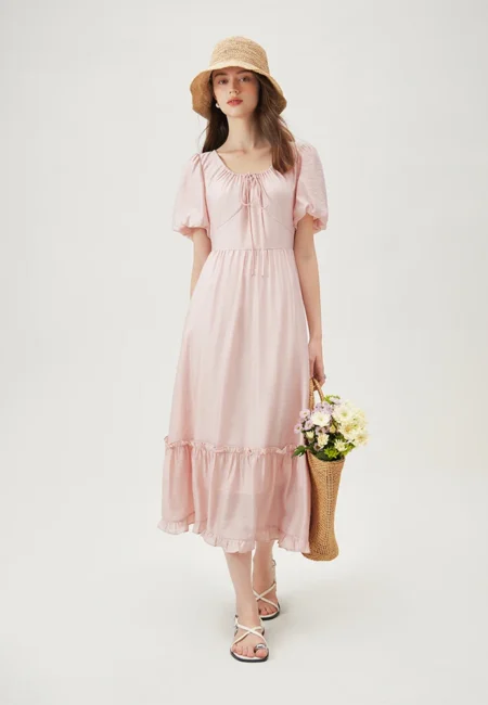 Temperament Dress Women's Summer New Countryside Style Fake Long Pink Green Casual Loose Women Dress 24FS12506