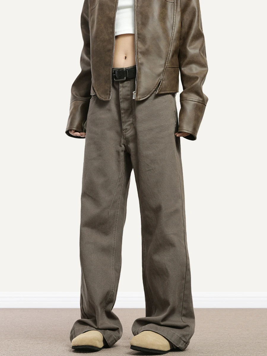 Vintage Brown Jeans Women Japanese Style Retro High Waist Mopping Denim Trousers Loose Straight Leg Trouser Vintage Brown Jeans Women Japanese Style Retro High Waist Mopping Denim Trousers Loose Straight Leg Trouser