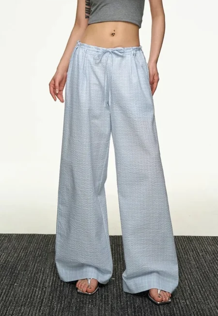 Women's Casual Check Wide Leg Pants New Casual Stylish Full Length Trousers Y2K Clothes Streetwear