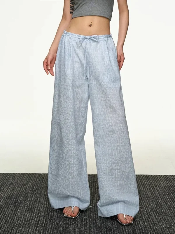 Women's Casual Check Wide Leg Pants New Casual Stylish Full Length Trousers Y2K Clothes Streetwear