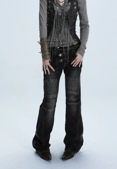 Women's Low Waist Motorcycle Style Jeans Casual Pants Retro Washed High Street Hip Hop Pants Gothic Jeans