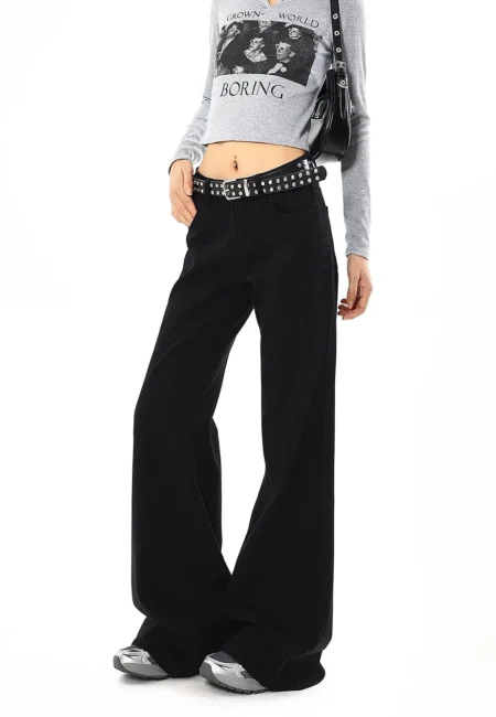 Y2K Baggy Jeans for Women Trendy Low Rise Casual Flared Jeans Denim Pants with Pocket Streetwear