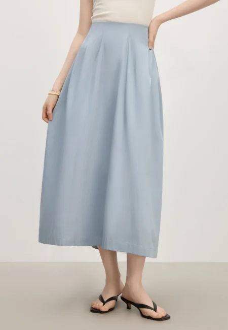 FSLE Summer Women's Airy Blooming Midi Skirt High Waisted A Line & Sheer Chiffon for Effortless Elegance