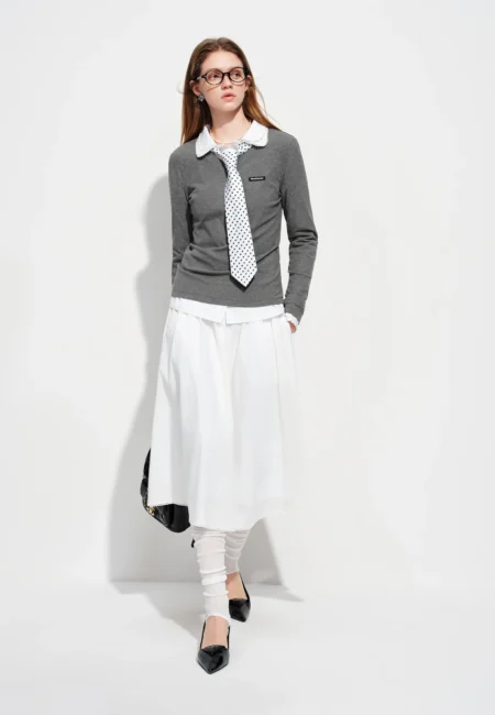 FSLE Cute and Versatile Mid High Waist ming A Line Mini SkirtLace Detailing Spring 2026 New Arrival Sweet Mid Lenghth Skirts