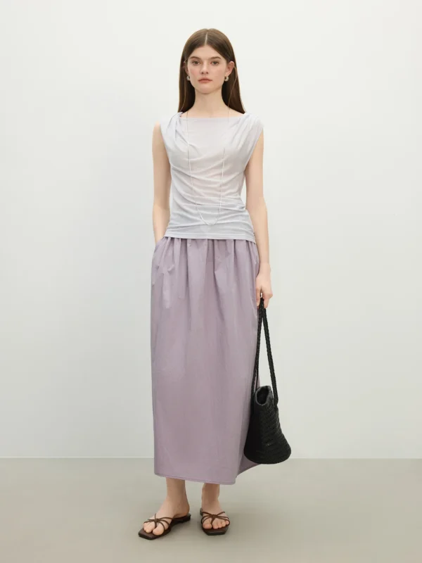 FSLE Summer Women's Blossom Inspired A Line Skirt Adjustable Waist & Back Slit Silhouette Casual Skirts 25FS12471