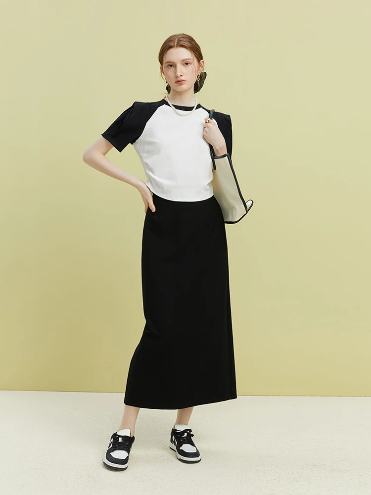 Kf-S295Bea8651414A51B8A56Faa9699C3A8T Fsle Black Long Temperament Women Skirts Summer Simple Straight Women Skirt High Waist Solid Commuter Office Lady Skirt