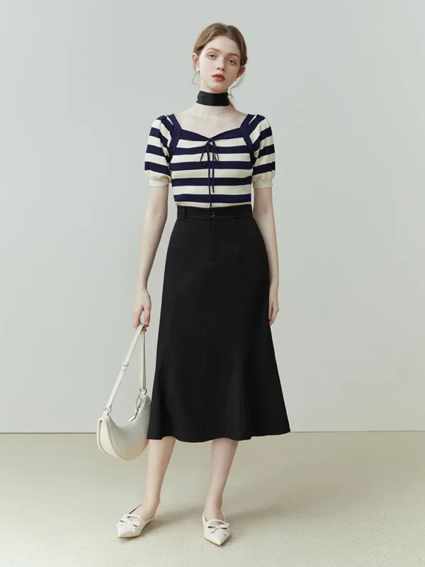 FSLE Elegant Commuter Fishtail Skirt for Women Mid length Summer New High Waist A line Skirt Office Lady Necessary Skirts