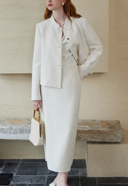 FSLE Elegant Versatile Straight Long Skirt For Women Autumn New Design Slit Splicing High Waist Solid Black Skirt 24FS13080