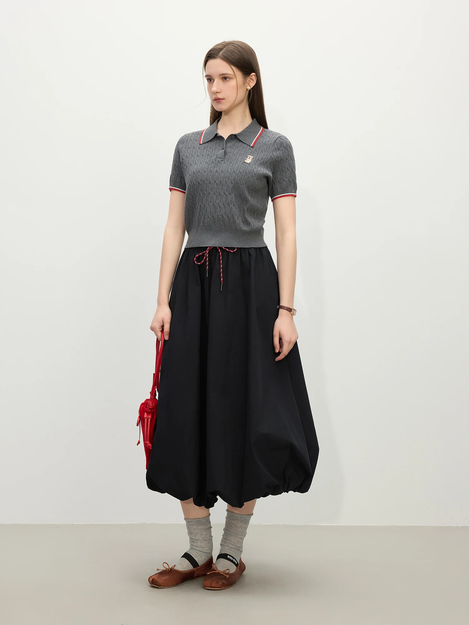 kf-S6461b7406c444cff9df3beb2280644cd8 FSLE Long Bud Shape Skirt For Women Summer New Arrival Mid length Skirt Holiday Season Parachute Black Skirt 25FS12356