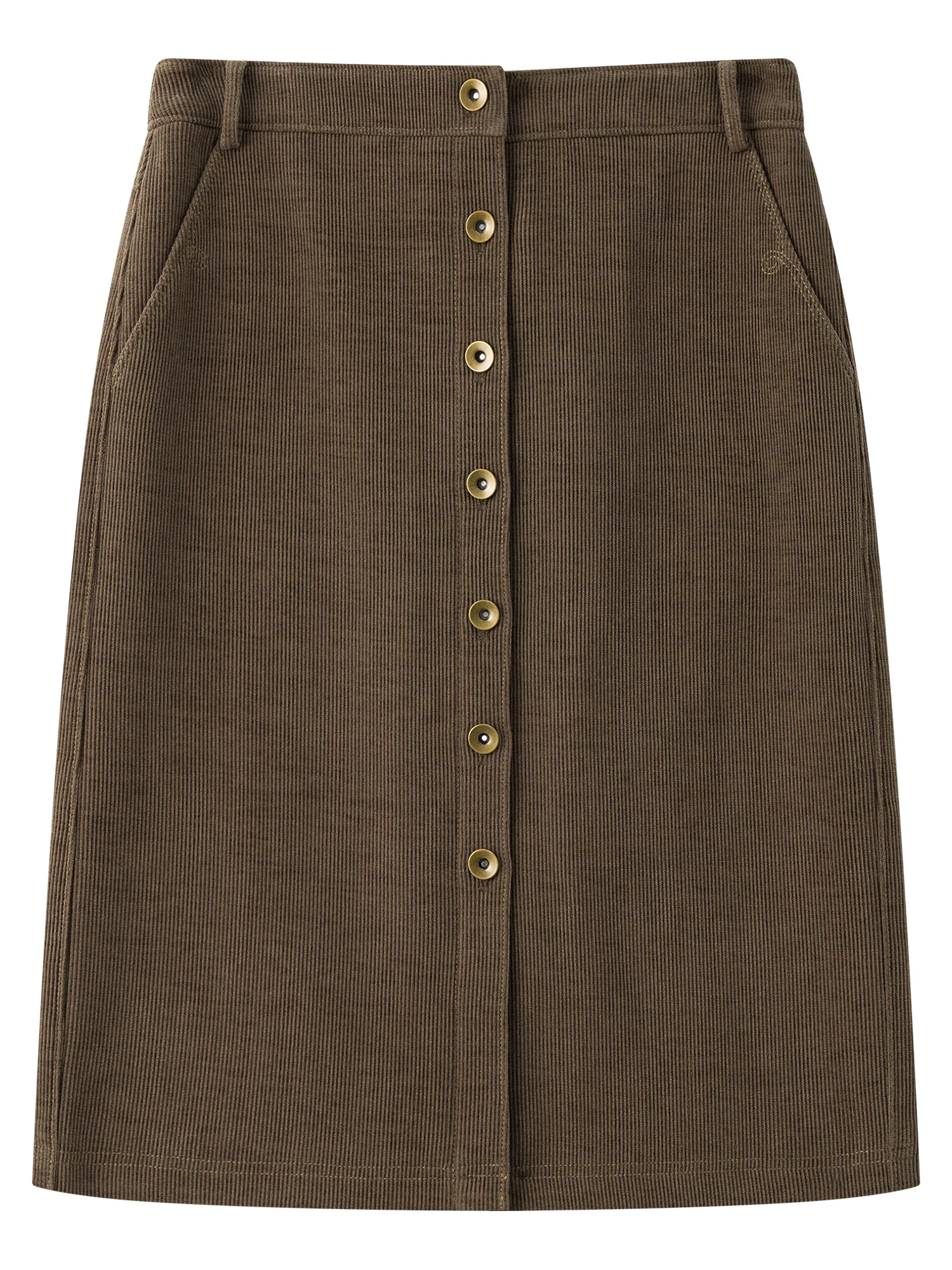 FSLE Retro Coffee Brown Straight Cut Corduroy Skirt Women's Winter New Arrival Elegant Commuting Vintage Skirt Midi Dress